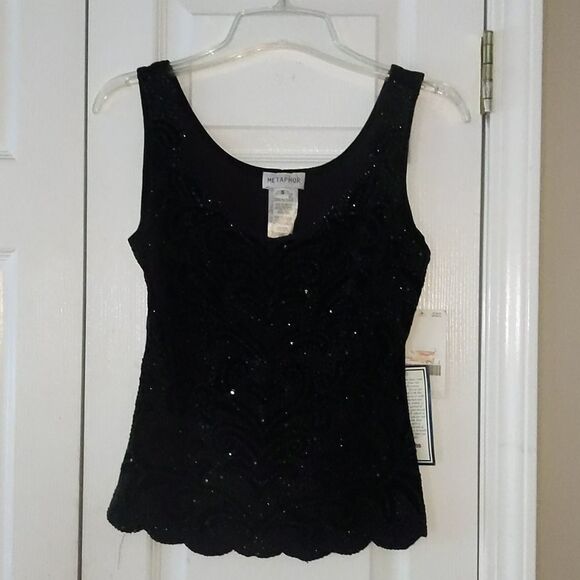 Metaphor black sequin  sleeveless top Sz S NWT - Picture 1 of 5
